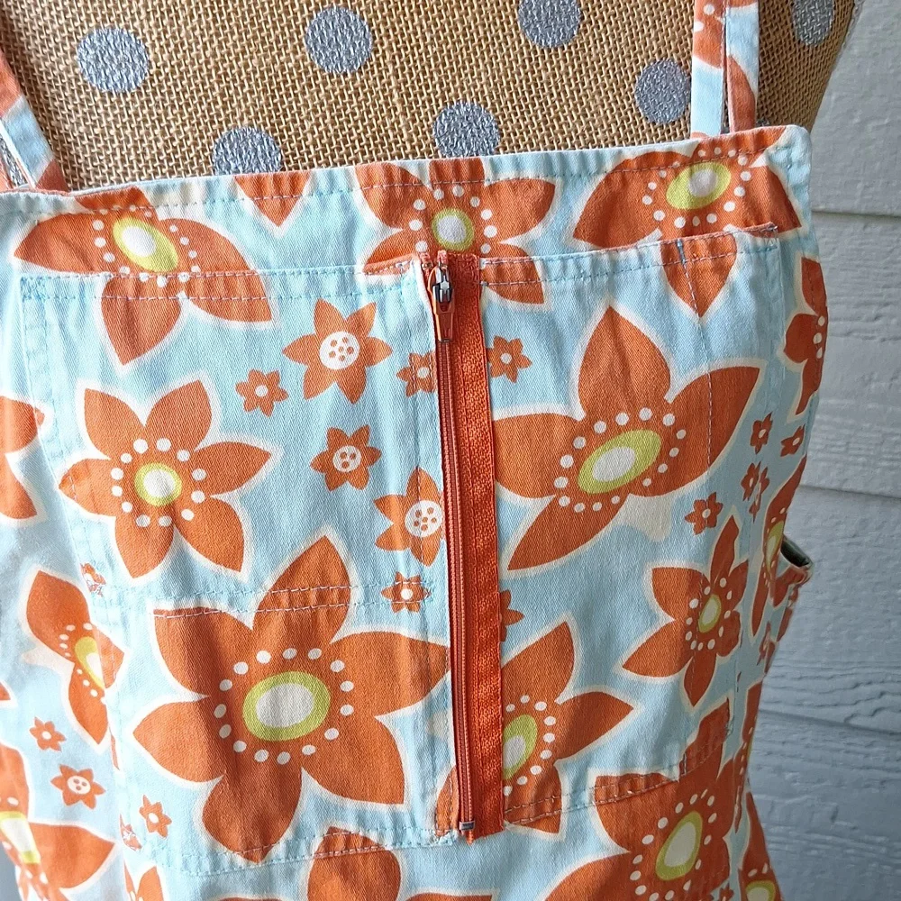 Vintage 70s Floral Cotton Overall Hippie Dress Whimsical Colorful L/XL - Picture 3 of 11